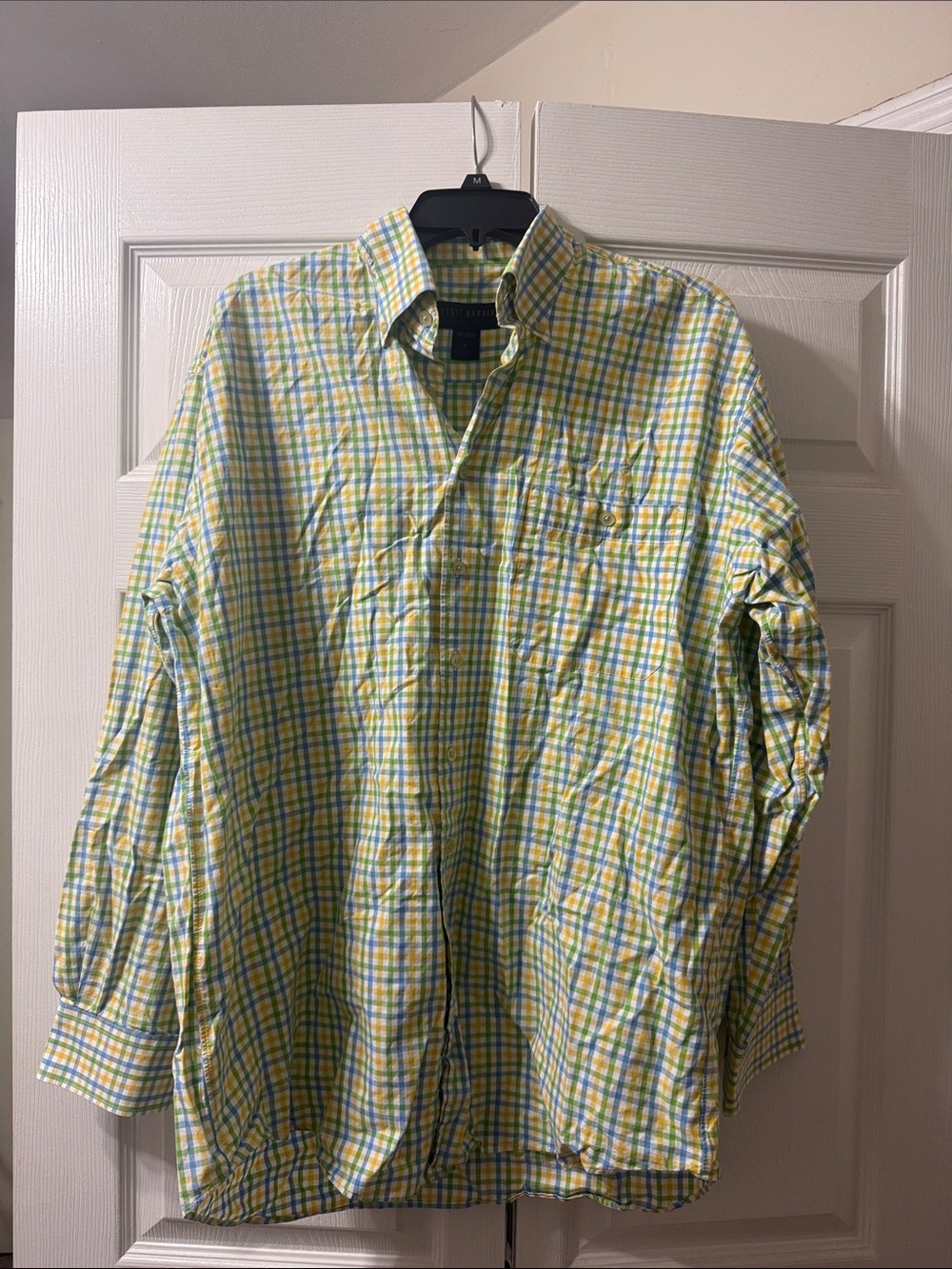 Scott Barber Men's Yellow & Blue Plaid Button-Down Shirt